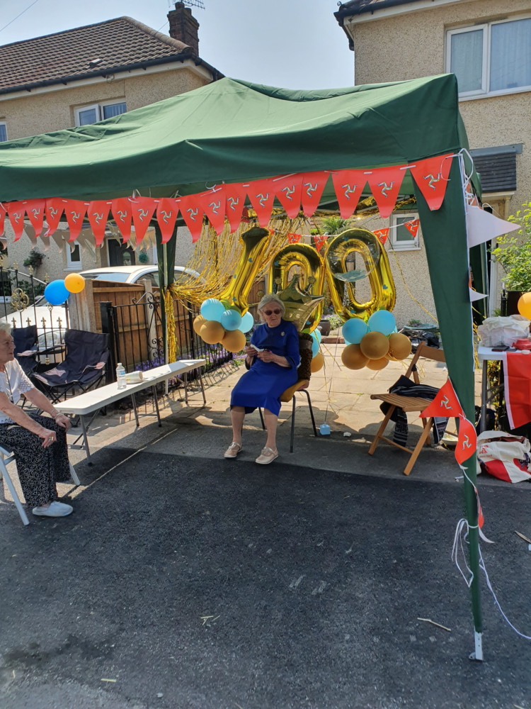 Doreen Clarke, 100, in her street party gazebo