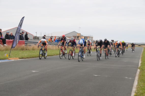 VAR may have required a second look at this one as Adam Kelly (far left) was awarded second place over Mark Christian (centre) in the Elite race. It was certainly a close call. Riders appeared to enjoy the circuit  (JW200702(4564))