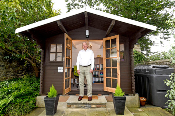 Warwick Bartlett of GBGC in the home office he created in his garden -