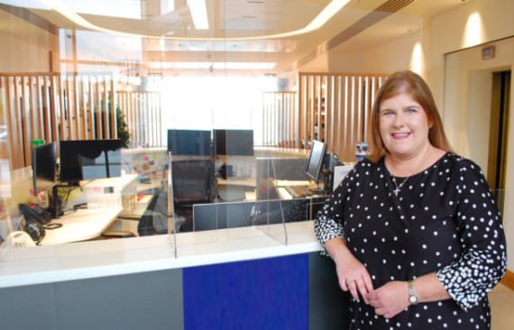 Sonia Turner in the Quilter reception area