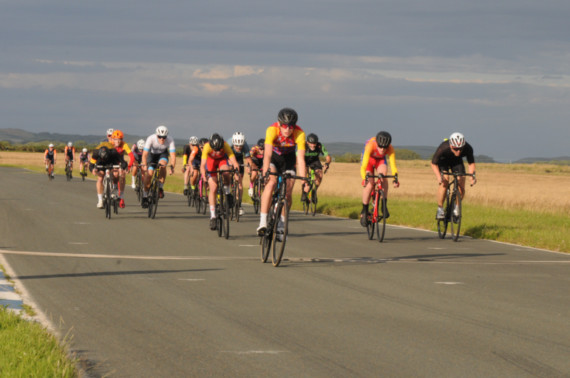 Sixth in round one, Niall Colquitt surged to the front to take round two of the Sport class series at Jurby last Thursday evening. Nicola Quaye (second from right) was runner-up with Tyler Annis (left of middle) third in a 1-2-3 for Team RL360 (JW200709(4814))