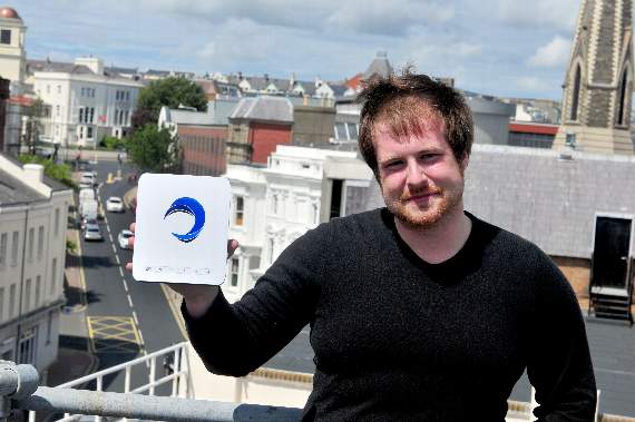 Stuart Baggs pictured by Isle of Man Newspapers promoting a BlueWave project just days before his untimely death