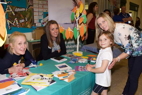 AT?THE?TABLE: Sophie Hazel and Melanie Woodmason, from Devon collaboration outreach network, with Livvy, aged five, and mum Zoe Williamson.