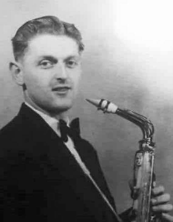 ERIC Searle pictured in his youth at the Royal Hotel playing the saxophone.