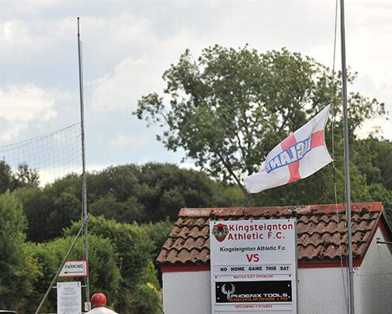 Half mast flag in tribute to Kyle Deakin at Kingsteignton Athletic Football Club