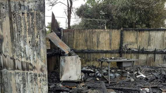 The fire that damaged the Cary Kennels In Denbury, Newton Abbot.