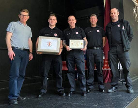 Buckfastleigh Fire and Rescue team receive their Heart of Buckfastleigh Award for their continual courage and commitment in the line of duty and commitment over-and-above that to the safety of the community.