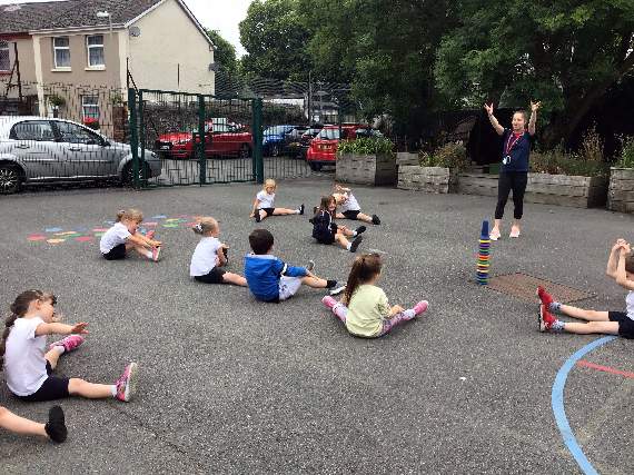 Youngsters being taught a thing or two by award-winning trampolinist Kirsty Way