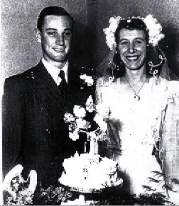 Rose and John Finnemore on their wedding day