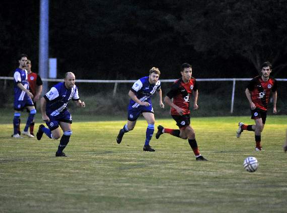 Action from Newton Abbot Spurs' 2-1 defeat at Ottery St Mary on Wednesday night. Pictures by Steve Pope.