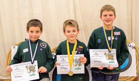 The three medal winners of the Jack Robins Archery Challenge.