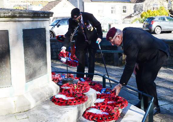 Royal British Legion members laid many wreaths on behalf of the local community at Radstock.