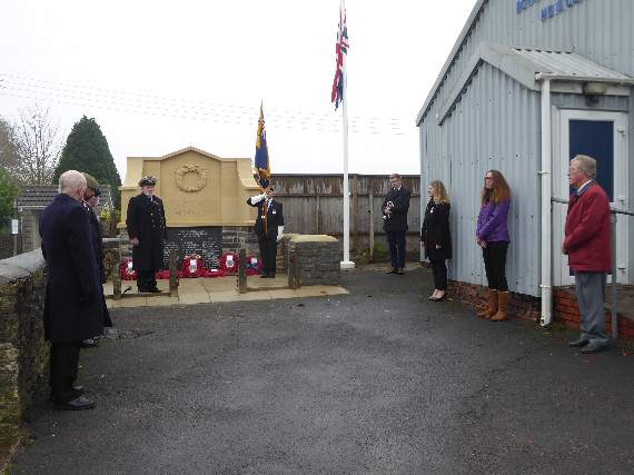 Photo provided by Chris Fiddes. The Last Post is played by Bugler, John Hare, at the Timsbury War Memorial.
