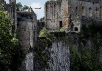 Cliff diver leaps off Chepstow Castle