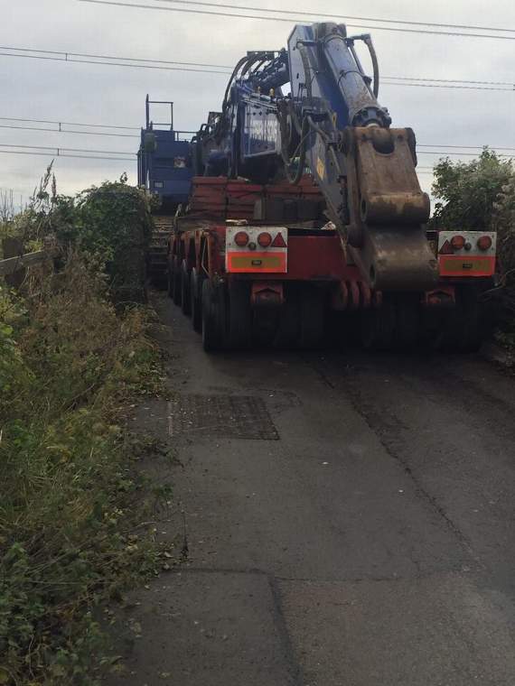 A lorry stuck on the bridge on Sunday