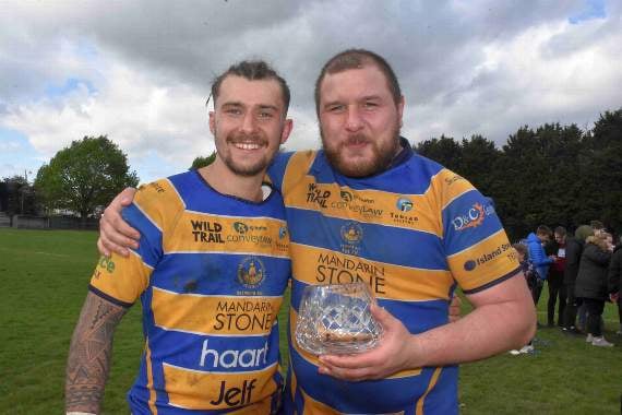 Skipper Zen Swagrzak and deputy Zak Williams in celebratory mood