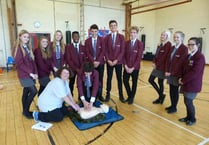 Petersfield students learn to use defibrillator at the school for everyone to use