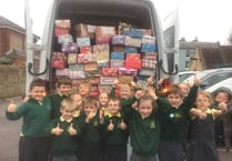 Petersfield pupils collect record number of filled shoe boxes for charity