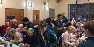 Petersfield Cubs and Scouts cook Christmas lunch for almost 50 pensioners
