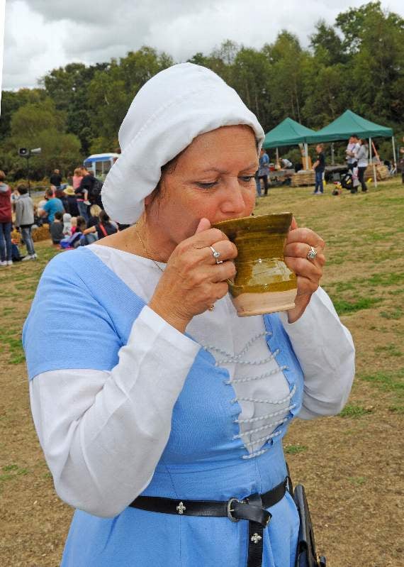 ‘Mim’Saxby sips on some mead during the festivities.