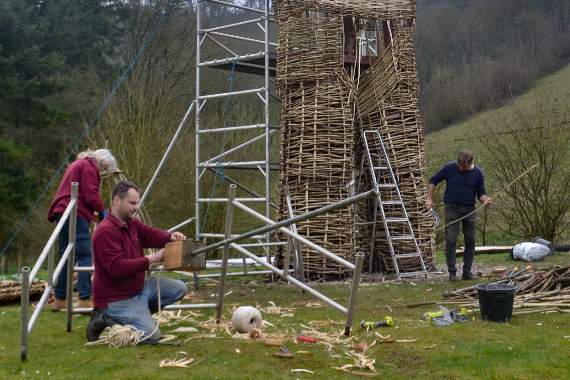 The wickerman is slowly taking shape at Butser Ancient Farm