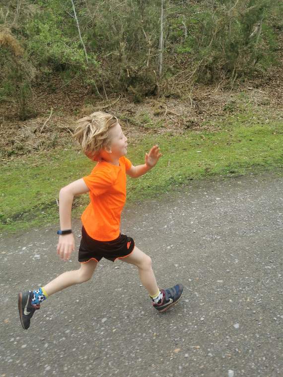Henry running the last leg of his marathon