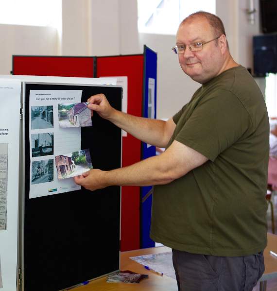 Local resident Paul Hayler identifies his house in the play - then and now.