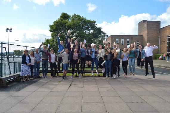 Students at John Kyrle High School celebrate their amazing a-level results