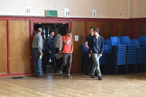 The first students, in through the door at JKHS, at 9am.