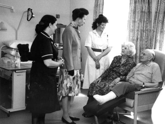 Princess Anne chatting to Mr and Mrs Bunting. George Bunting was due to celebrate his 90th birthday the following week