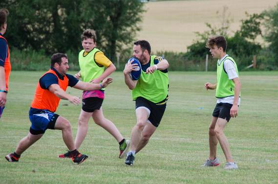 Touch rugby players in action - Simon Lyddon and Louis Morgan