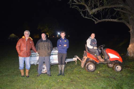 Preparing to set off the fireworks left to right: Ian Parson, Simon Swift, Matthew Pickett and his dad, Kevin Pickett