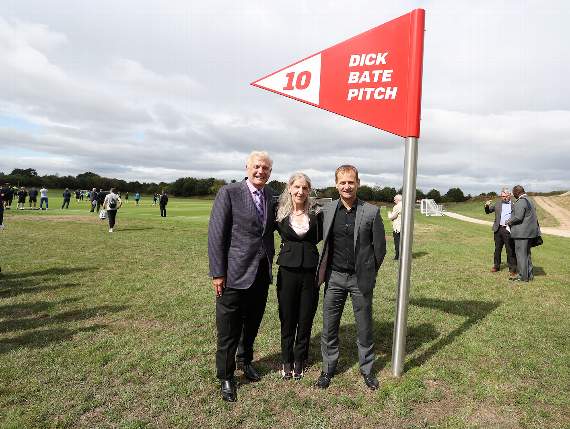 Dick Bate's widow, Maggie with Sir Trevor Brooking and Dan Ashworth