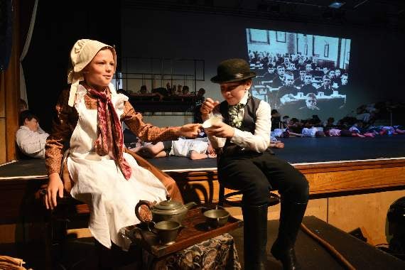 Harry Dawes as Mrs Corney and Bill Arrand as Bumble.