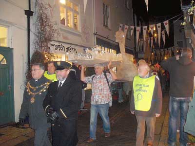 Mayor Paul Allen leads the Dartmouth candlelit lantern procession