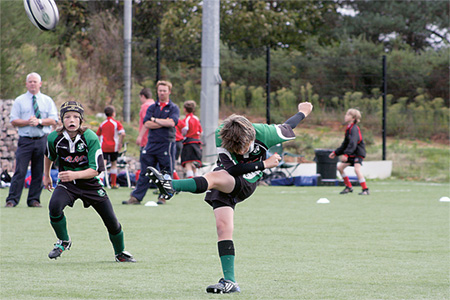 vybridge RFC U11s in action at the Land Rover Premiership Cup held at Exeter Chiefs. Ben gains ground
