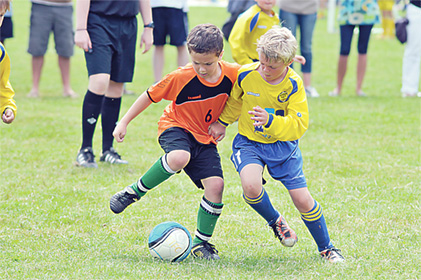 Competing hard for the ball