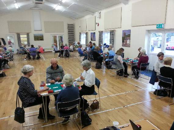 Players in Moreleigh Village Hall.