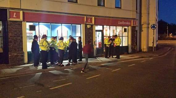 Police cadets on the streets of Kingsbridge raising awareness of flooding