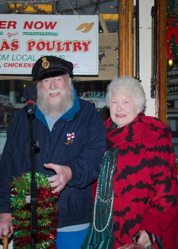 Edward and Sheila Hannaford switching on the lights