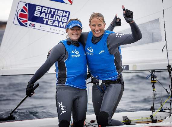 Gold medal winner Hannah Mills and Saskia Clark who competed in the 470 Women’s Class