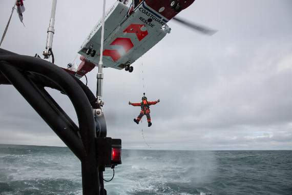 Salcombe RNLI training exercise with the new Coastguard 924 helicopter