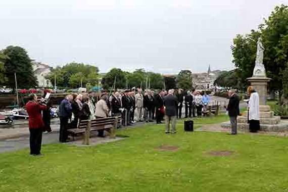 People gathering at the memorial service