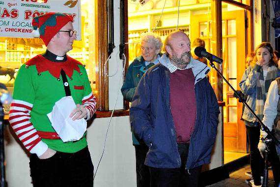 Father Daniel French (left), with Master of ceremonies was Frank Smith, former lifeboat coxswain and mechanic