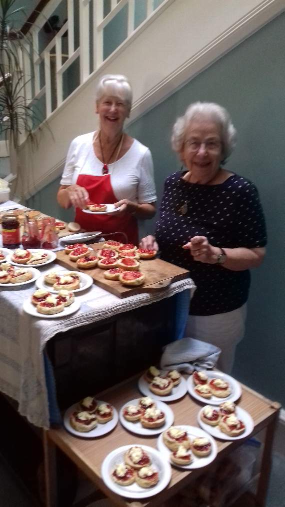 Pam Axtell and Sue Dobson, two of the many helpers for the Salcombe Minibus cream tea