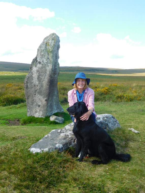 Speaker Jane Marchand on the moor with her dog
