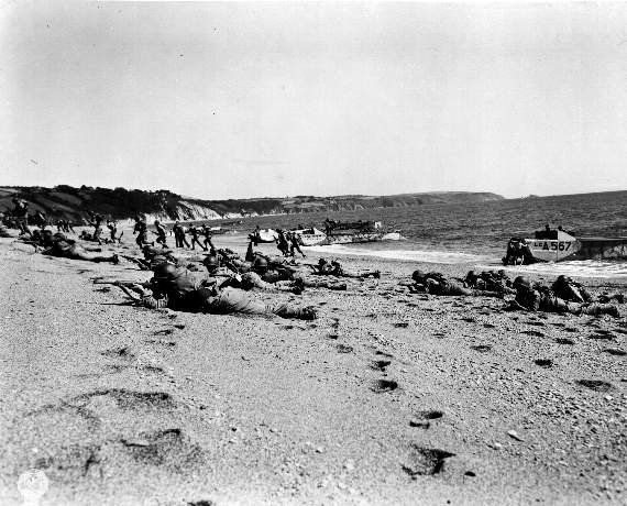 American troops landing on Slapton Sands during Exercise Tiger, April 25, 1944