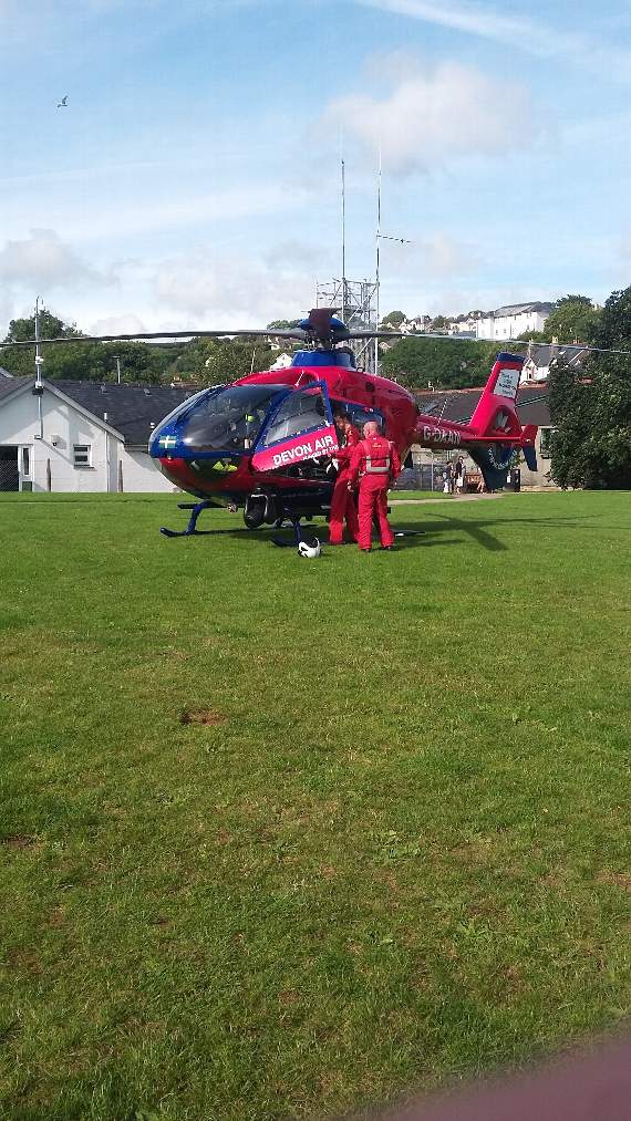 The Devon Air Ambulance in Duncombe Park, Kingsbridge (Rosemary Dunstan)