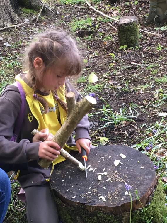 Ivybridge Brownies learning bushcraft and wilderness skills