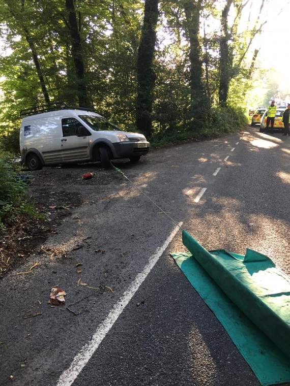 Facebook/Ivybridge Fire Station: Firefighters winched the vehicle and driver to safety